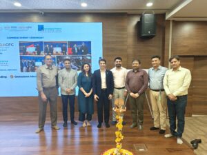 Ravi Menon CEO of Bharat Ratnam Mega CFC Ramit Kapur MD GSI India and other dignitaries light the lamp at the launch of the exclusive GSI lab facility in Bharat Ratnam Mega CFC Mumbai