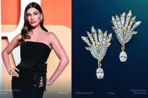 Hailey Bieber in Tiffany Co. platinum jewelry 1