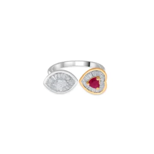 Zen Diamond Iris Ruby Heart Diamond Eye Ring