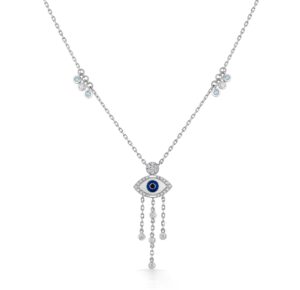 Evil Eye Necklace with Chain Drops