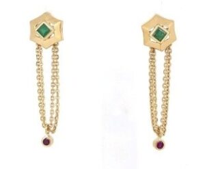 Aria Emerald Chain Drop Earrings