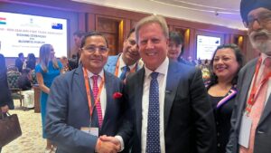 L R Kirit Bhansali Chairman GJEPC greeting Mr. Todd McClay Honourable Minister New Zealand