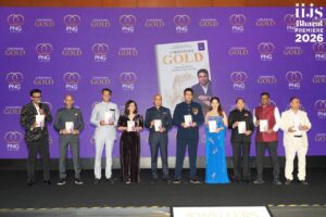 Dr. Saurabh Gadgil CMD PNG Jewellers actress Madhuri Dixit Sachin Jain Regional CEO World Gold Council GJEPC chairman Kirit Bhansali and other dignitaries unveil Dr. Gadgil