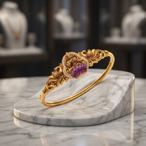 Gold bracelet with lotus flower 202607181156