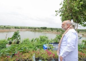 Union Home Minister and Minister of Cooperation Shri Amit Shah inaugurates the ‘Gujarat Gaurav Sarovar’ in Amreli, Gujarat 1 yiuopl